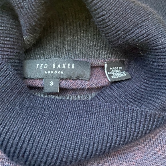 TED BAKER merino wool lightweight gray purple turtleneck sweater size 3 - Picture 6 of 15